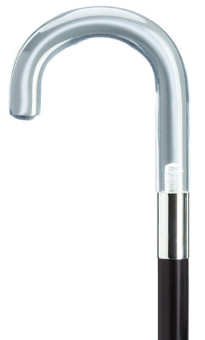 Clear Lucite Crook with Black Wood Shaft Walking Cane 36