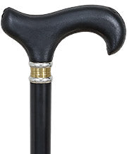 Black Leather Derby, Beechwood shaft 37" - Canes Galore