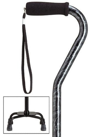 Black Marble Quad Walking Cane, Small base, 30-39