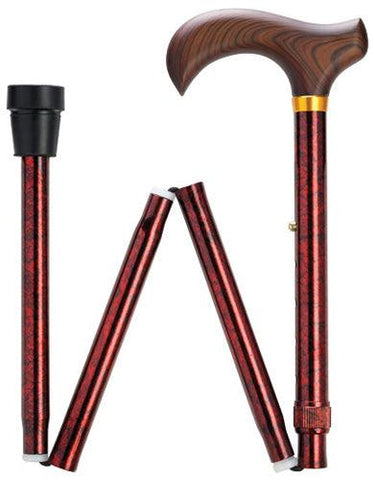 Red Granite Travel Folding Adjustable Walking Cane 33-37