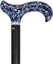 Blue Mosaic Acrylic Derby, hardwood shaft 37" - Canes Galore