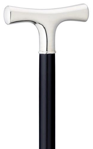 Sterling Silver HM 'T' Handle Walking Cane for Ladies - Black Maple, 36" | Canes Galore - Canes Galore