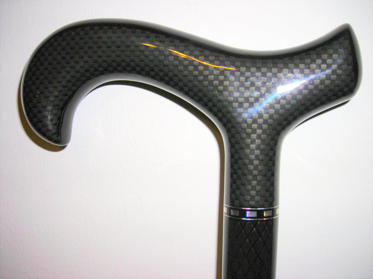 CARBON FIBER DERBY BLACK MESH HANDLE & SHAFT, MENS 37" - Canes Galore