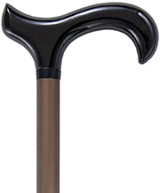 Black Painted Beechwood Derby with Brown Aluminum Adjustable Sha - Canes Galore