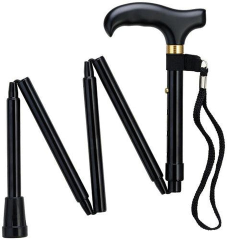 Ladies Black Mini Folding Walking Cane with Travel Pouch 33
