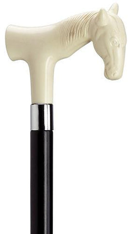 DEMOCRAT DONKEY Ivory Derby Horse on black shaft Walking Cane 36