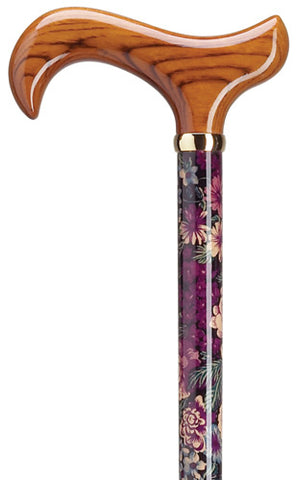 LAVENDER LACE with Scorched Wood Handle Walking Cane 35