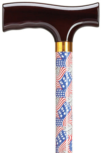 American Flag Red White Blue Straight Adjustable Walking Stick 29-38" - Canes Galore