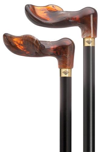 OPEN BOX SALE! Right Hand Amber Palm Grip on Black Shaft 33.5" - Canes Galore