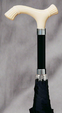 CHURCHILL Faux Ivory Derby Handle Umbrella | Black Canopy 36