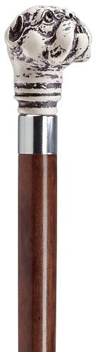 Scrimshaw Bulldog head handle on Walnut Brown shaft 36" - Canes Galore