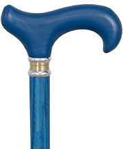Blue Leather Derby Handle on Blue Ash Shaft - Canes Galore