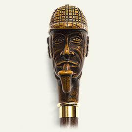 Sherlock Holmes, detective molded handle walking stick 36" - Canes Galore