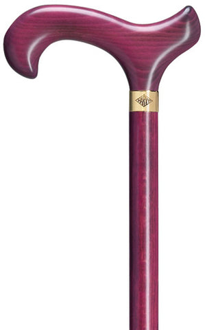Violet Purple Derby Walking Cane with brass signature ring, 36
