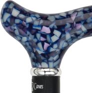 Blue Mosaic Acrylic Derby, hardwood shaft 37" - Canes Galore