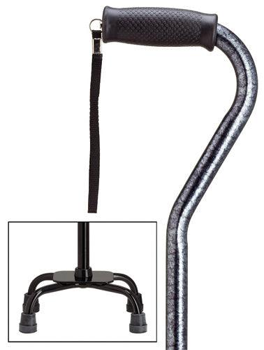 Black Granite Quad Walking Cane, Small base, 30-39" - Canes Galore