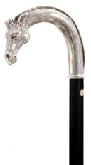 AWESOME GIRAFFE handle Silver Plate Walking Stick black shaft 36