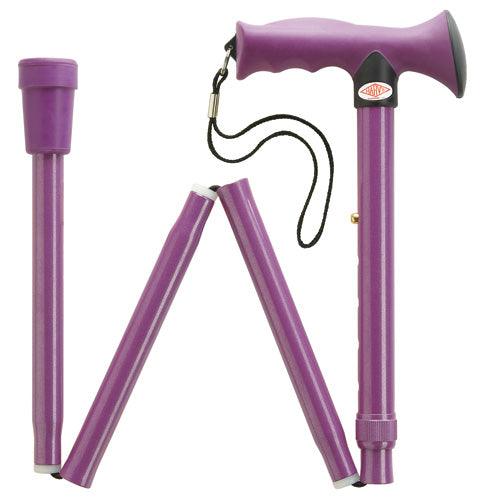 ERGONOMIC SOFT TOUCH HDL, DARK PINK/LAVENDER FOLD ADJ 32.5-36.5" - Canes Galore