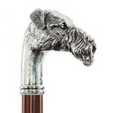 FOX TERRIER, silver plated handle, brown hardwood shaft 36