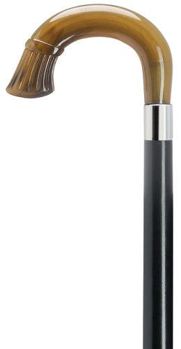Unisex Crook Handle with Crown Nose Walking Cane, Horn 36" - Canes Galore