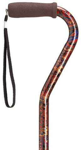 Classic Paisley Offset Adjustable Walking Cane 30-39