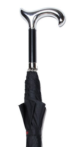 Chrome Derby Handled Umbrella - Classic Black - Canes Galore