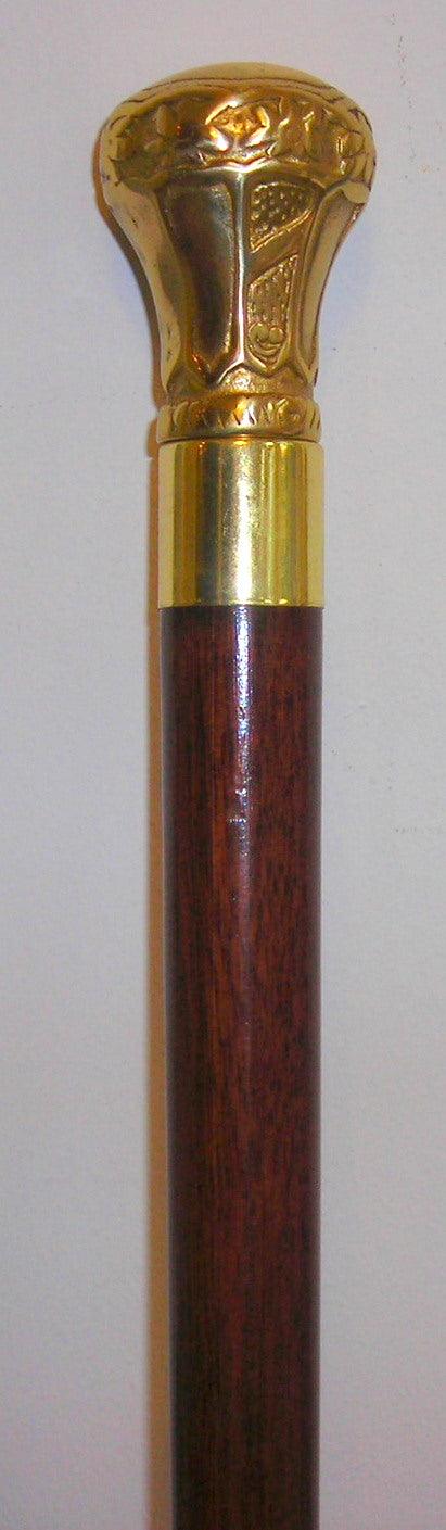 Elevate Your Style with the Regal Brass Knob Walking Stick, walnut brown 36" - Canes Galore