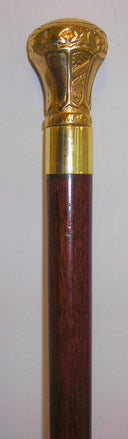 Regal Brass Knob Walking Stick, walnut brown 36