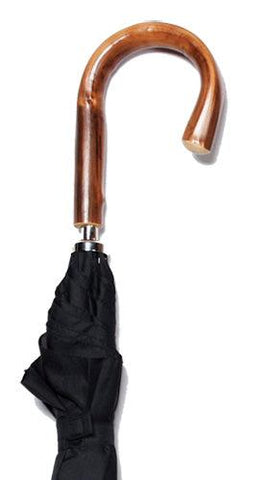 CLASSIC HEAVY NATURAL CHESTNUT CROOK BLACK UMBRELLA 38