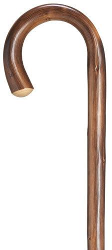 Extra Heavy 1" Natural Chestnut Scorched Crook Walking Cane, 36" - Canes Galore