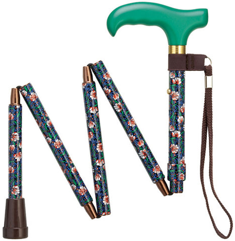 Trumpet Vines Green Mini Folding Cane with Travel Pouch, 33-36