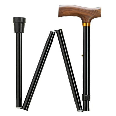 Short Fritz Black Mini Folding Walking Cane 29-33