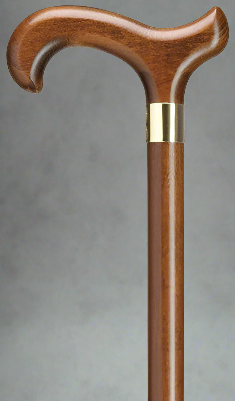 HOUSE MD Walnut Derby Walking Cane Brass Band, 42" - Canes Galore