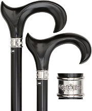 BLACK WOOD RIGHT Ergonomic Cane, beechwood shaft 34.5" - Canes Galore