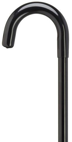 Hardwood crook cane 7/8" with vinyl grip, black 36" - Canes Galore