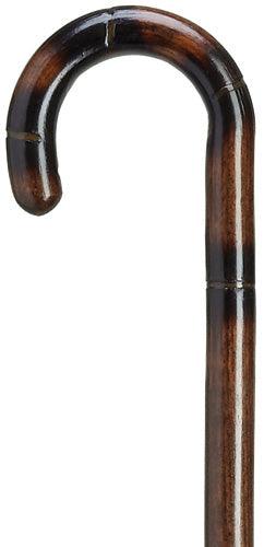 Ladies Stepped & Scorched Crook Walking Cane 3/4", Walnut 36" - Canes Galore