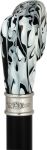 Black Onyx Swirl LEFT Ergonomic Cane, black wood shaft 38" - Canes Galore