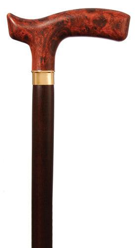 BRIAR DERBY FRITZ molded hdl, dark brown wood shaft 36.5" - Canes Galore