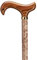 SNAKESKIN Derby Walking Cane with Scorched Wood Handle 36