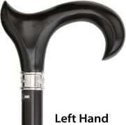 BLACK WOOD LEFT Ergonomic Cane, beechwood shaft 34.5" - Canes Galore