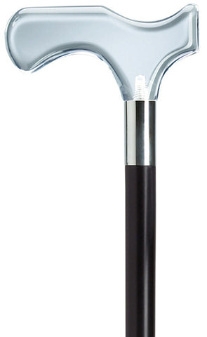 Clear Lucite Derby Walking Cane with Black Wood Shaft, men's 36