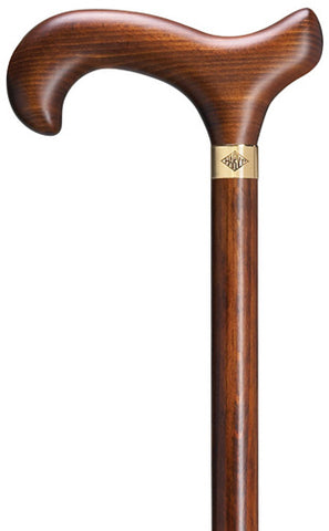Cherry Men's Derby Walking Cane, Cherry shaft, with brass signature ring 36