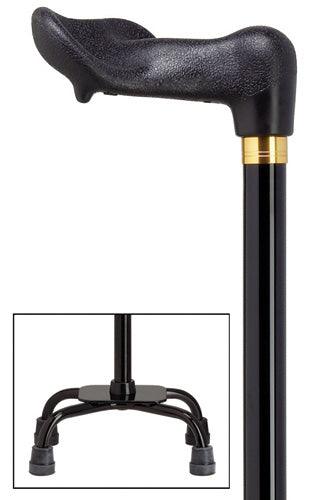 Palm Grip LEFT Quad Walking Cane, small base 29-38" - Canes Galore