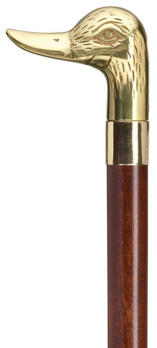 Duck Head Walking Cane | Solid Brass on Walnut hardwood shaft 36