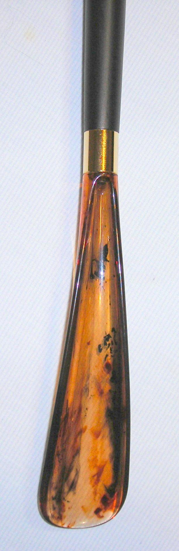 Amber Duck Head on Black Wood, Tortoiseshell Shoe Horn 22" - Canes Galore