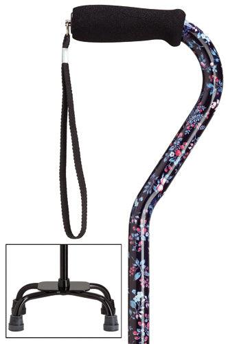 Blackberry Quad Walking Cane, Large base, 30-39" - Canes Galore