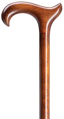 Derby Wood Walking Cane for Men, Extra Wide Ergonomic Handle, Scorched Cherry 42