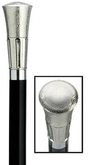 Formal Walking Cane - Embossed Silver Nylon FLAT TOP Walking Stick 36 inch