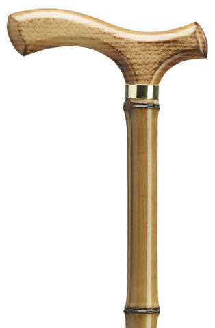 Wood Fritz handle Walking Cane on Genuine Bamboo Shaft, 36