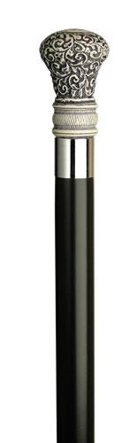 Regency 'Scrimshaw' Bulb Walking Stick, black 36" - Canes Galore
